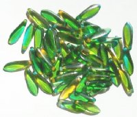 50 5x16mm Aqua, Green, & Topaz Dagger Beads